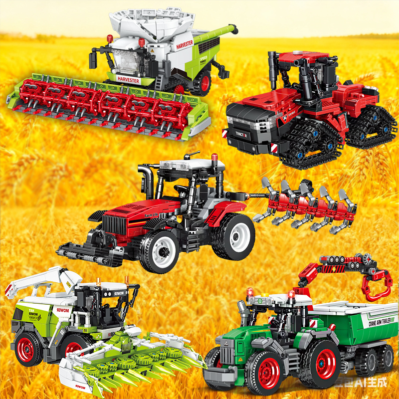 Urban Farming For Kids - Farmer Tractor with Trailer Truck Harvester
