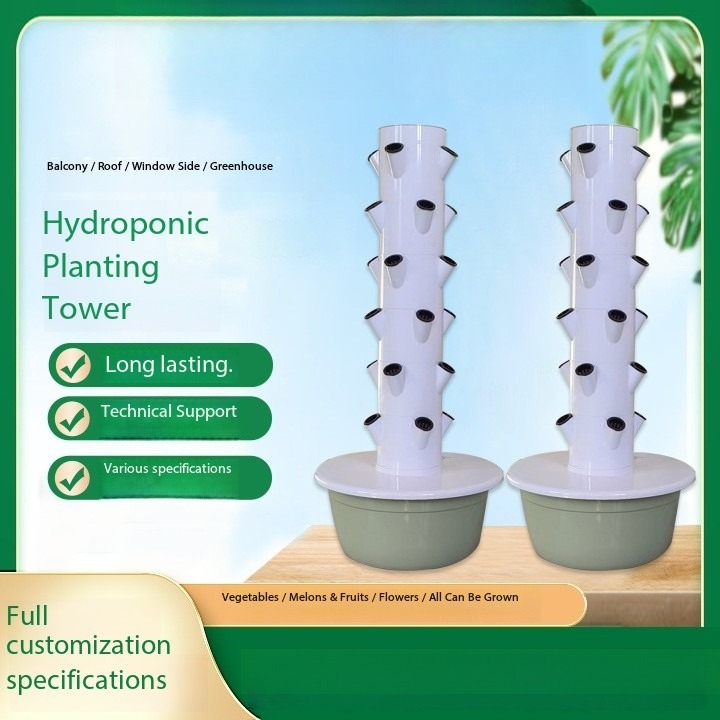 Hydroponic Tower with LED Grow - Hydroponic Tower Planter ulasan dan harga